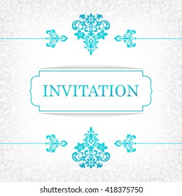 Elegant greeting card design. Vintage floral invitation card template. Luxury swirl mandala greeting card.