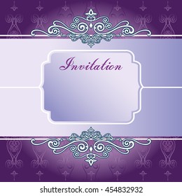 Elegant greeting card design. Vintage floral invitation card template. Luxury swirl greeting card. 
