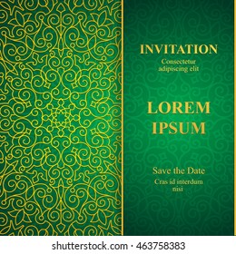Elegant greeting card design. Vintage floral invitation card template. Luxury swirl mandala greeting card.