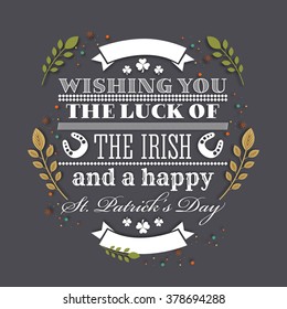 Elegant greeting card design with wishes for Happy St. Patrick's Day celebration.