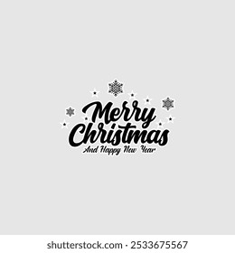 Elegant greeting card featuring "Merry Christmas and Happy New Year" in festive colors with decorative elements. Perfect for the holiday season, conveying joy and celebration.