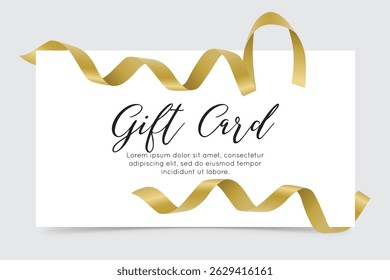 Elegant greeting card with flowing gold ribbon, ideal for thank you notes, invitations, or premium print templates.