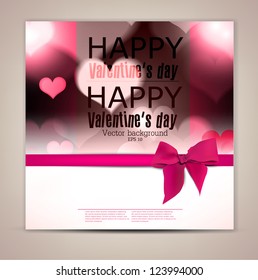 Elegant greeting card with hearts and copy space. Valentine's day background. Vector illustration