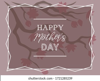 elegant greeting card for mother's day with sakura tree