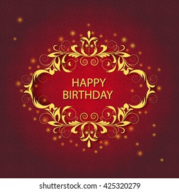 Elegant greeting card with pattern, floral design,ornament decorated shiny lights. Vector Illustration