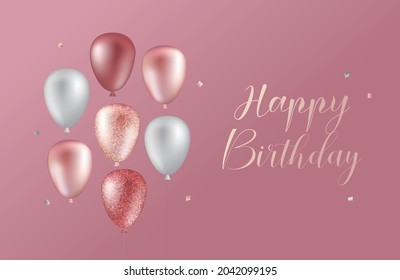 Elegant Greeting celebration realistic balloons.
Happy birthday card.