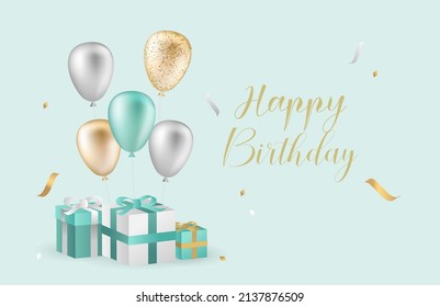 Elegant Greeting celebration realistic balloons.
Happy birthday card.