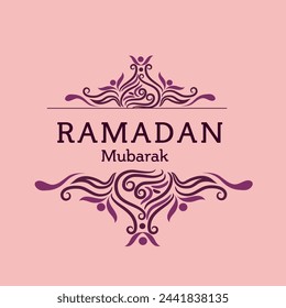 Elegant greeting or invitation card decorated with floral design for Muslim community festival, Ramadan Kareem celebration.