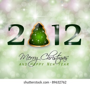 Elegant greetings background for flyers or brochure for Christmas or New Year Events with a lovely tree.