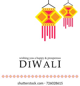 Elegant greetings vector illustration for indian festival diwali celebrations. Can be used for advertisement, poster, banner and backgrounds. (Translation - Happy Diwali)