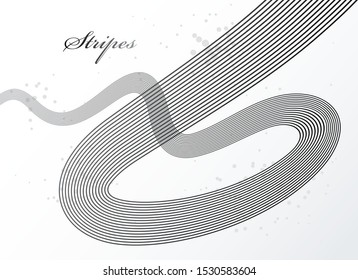 Elegant grey lines vector dimensional abstract background, 3D dynamic curve stripes in motion beautiful design element, template for banner or poster and other ads.