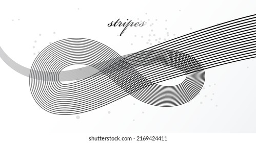 Elegant grey lines vector dimensional abstract background, 3D dynamic curve stripes in motion beautiful design element, template for banner or poster and other ads.