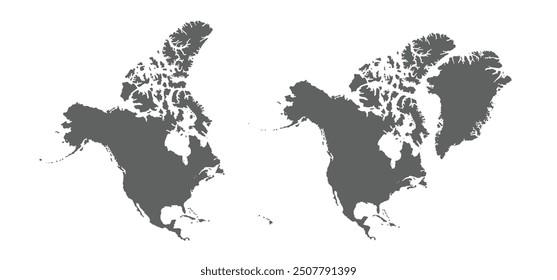 Elegant grey North America in a simple, modern style.
