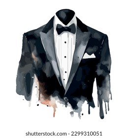 Elegant groom suit illustration over white