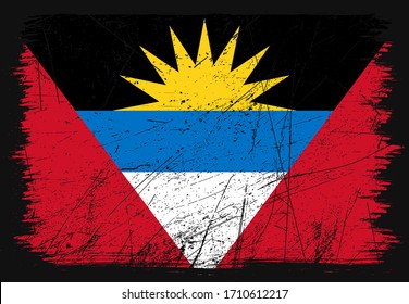 Elegant Grunge flag of Antigua and Barbuda country. Happy independence day of Antigua and Barbuda. Brush flag on shiny black background
