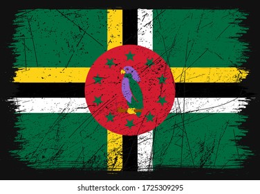 Elegant grunge flag of Dominica country. Happy independence day of Dominica. Brush flag on shiny black background