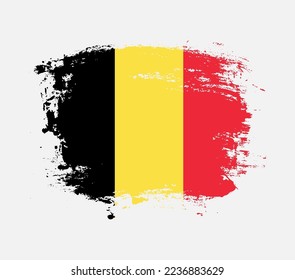 Elegant grungy brush flag with Belgium national flag vector