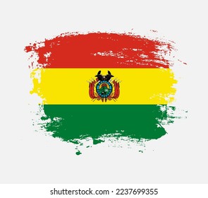 Elegant grungy brush flag with Bolivia national flag vector