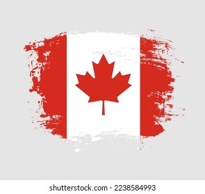 Elegant grungy brush flag with Canada national flag vector