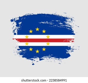 Elegant grungy brush flag with Cape Verde national flag vector