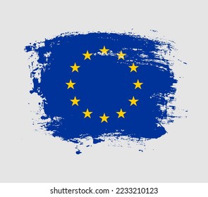 Elegant grungy brush flag with European Union national flag vector