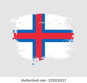 Elegant grungy brush flag with Faroe Islands national flag vector