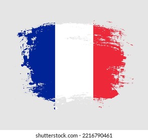 Elegant grungy brush flag with France national flag vector