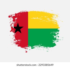 Elegant grungy brush flag with Guinea-Bissau national flag vector