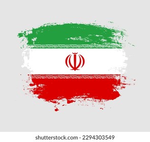 Elegant grungy brush flag with Iran national flag vector