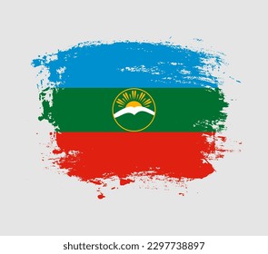 Elegant grungy brush flag with Karachay-Cherkessia national flag vector