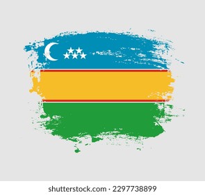 Elegant grungy brush flag with Karakalpakstan national flag vector