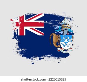 Elegant grungy brush flag with Tristan da Cunha national flag vector