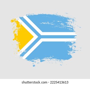 Elegant grungy brush flag with Tuva national flag vector