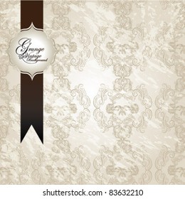 elegant grungy vintage damask background card