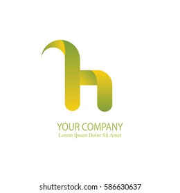 elegant h initial letter flat 3d typography design logotype for brand and company identity. gradient yellow and green color