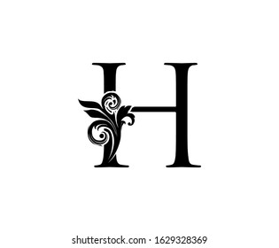 Elegant H Letter Swirl Logo. Black H With Classy Leaves Shape design perfect for fashion, Jewelry, Beauty Salon, Cosmetics, Spa, Hotel and Restaurant Logo. 