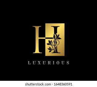 Elegant H Luxury Logo Icon, Vintage Gold H Letter Logo Design.