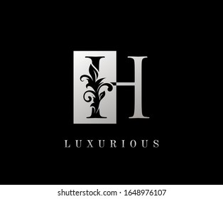 Elegant H Luxury Logo Icon, Vintage Silver H Letter Logo Design.