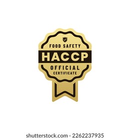 Elegant HACCP Food Safety Logo or HACCP Food Safety Certificate Vector Isolated on White Background. HACCP Certificate. HACCP Logo for design food safety system. Hazard Analysis Critical Control Point