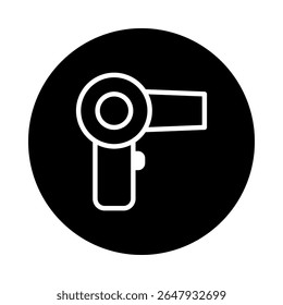 Elegante design ícone do secador de cabelo no fundo preto ideal para salões de beleza e sites relacionados, aplicativos
