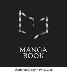 Elegant halftone logo with book symbol.