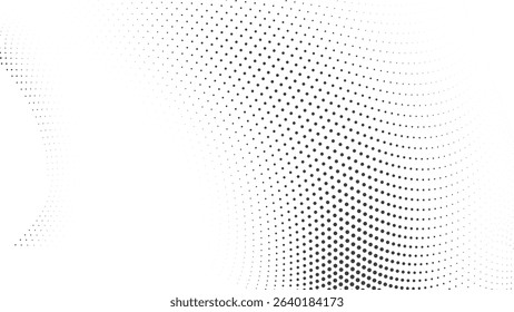 Elegant halftone wave design with gradient curve dots and soft transitions perfect for modern digital prints clean vector backgrounds or fluid abstract layouts