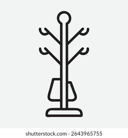 Elegant Hall Tree Icon in Minimalist Line Art Style
