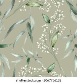 elegant hand drawing eucalyptus leaves pattern