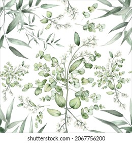 elegant hand drawing eucalyptus leaves pattern