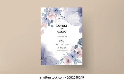 Elegant hand drawing floral wedding invitation design