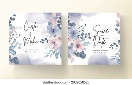 Elegant hand drawing floral wedding invitation design