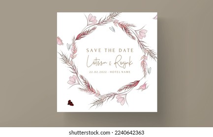 elegant hand drawing floral wedding invitation card with watercolor