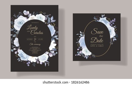 Elegant hand drawing wedding invitation floral design