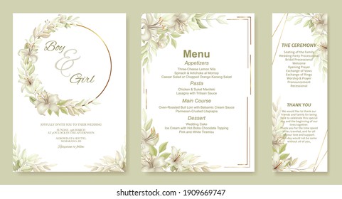 Elegant hand drawing wedding invitation floral design